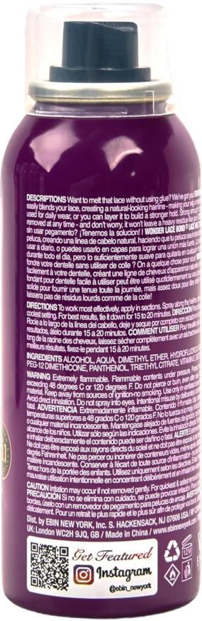 EBIN Wonder Lace Bond Lace Melt Aerosol Spray 80ml with Vitamin E