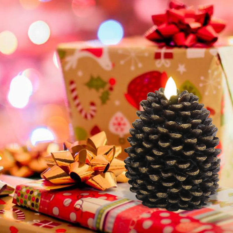 Flameless Pine Cone Candles – Brown, Set of 2
