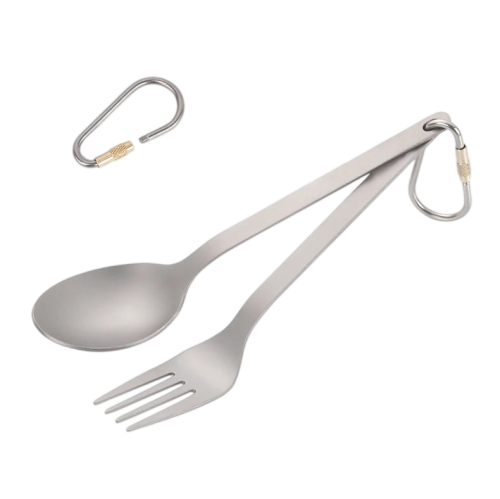 Fork & Spoon Set Ultralight & Portable Camping Utensil Set - Durable Cutlery with Travel Case