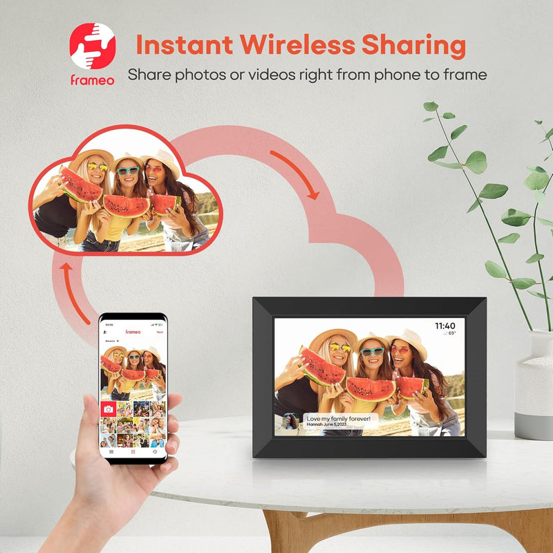 Frameo 10.1 Inch Digital Picture Frame WiFi 32GB HD Touch Screen Electronic Photo Frame