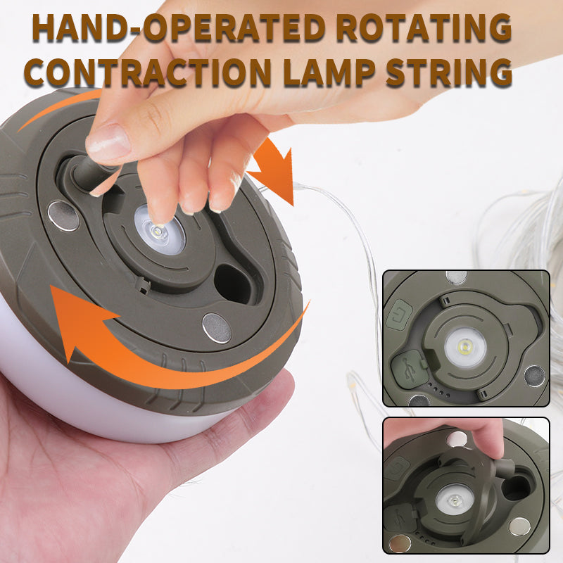 Glowmate 4-in-1 Camping String Lights – Retractable Waterproof LED Lantern
