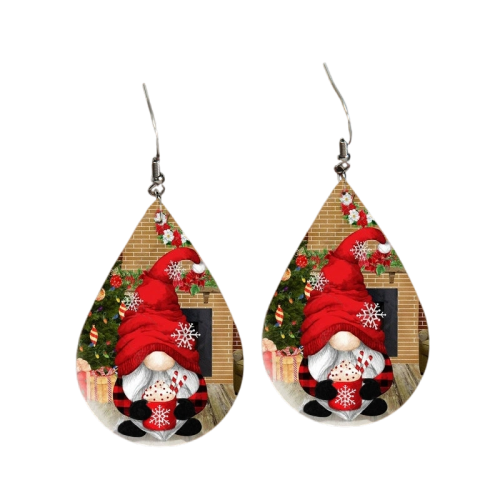 Gnome Teardrop Earrings – Festive Holiday Hot Cocoa Design