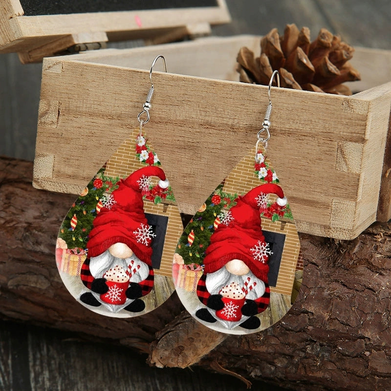 Gnome Teardrop Earrings – Festive Holiday Hot Cocoa Design