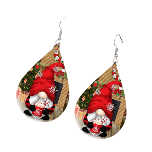 Gnome Teardrop Earrings – Festive Holiday Hot Cocoa Design