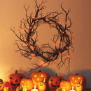 Halloween Black Branch Wreath Signs for Front Door with Red Lights
