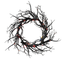 Halloween Black Branch Wreath Signs for Front Door with Red Lights