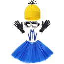 Halloween Costume for Adult Women - Goggles, Yellow Beanie, Blue Dress, Suspenders, Gloves