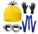 Halloween Costume for Adult Women - Goggles, Yellow Beanie, Blue Dress, Suspenders, Gloves