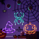Halloween Decorations 3 Pack Orange Pumpkin Green Spider Purple Witch Hat Halloween Window Lights with Suction Cup Battery Operated Halloween Lights, 2024 Upgrade Slow Fade Mode Timer Function