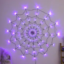 Halloween Decorations Giant Spider Web with Purple Lights Light up Black Spiderweb Mains Powered Halloween Outdoor Lights Waterproof for Garden Yard Décor