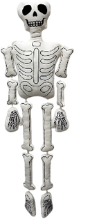 Halloween Plush Skeleton, 37-Inch Skeleton Doll, White Bone Skeleton, Halloween Plush Pillow, Skeleton Pillow Ornament, Halloween Shelf Decoration, Handmade Halloween Decor, Plush Skeleton Doll