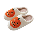 Halloween Pumpkin Slippers for Womens Mens Plush Warm Spooky Lantern Pumpkin Slippers House Shoes