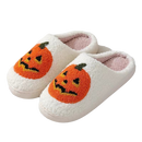 Halloween Pumpkin Slippers for Womens Mens Plush Warm Spooky Lantern Pumpkin Slippers House Shoes