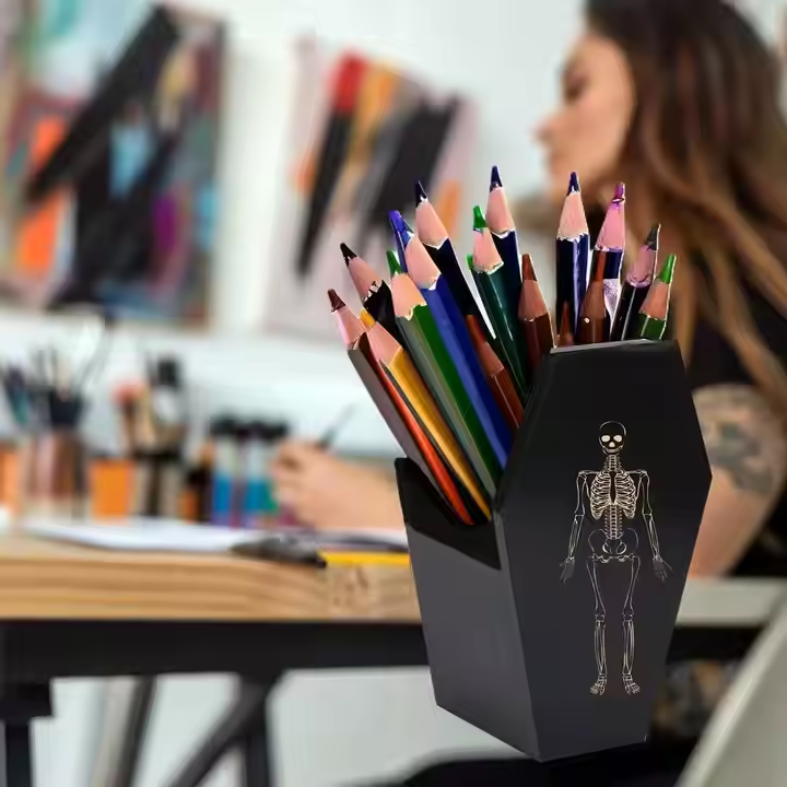 Halloween Wooden Utensil Holder – Spooky Kitchen Decor for Bats, Skulls & More