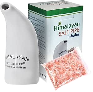 Health Original Himalayan Salt Inhaler Pipe Ceramic Filled with 100% Pure Himalayan Salt - with hygienic with 200Grm Salt Free (Pack of 1 Salt Inhaler)