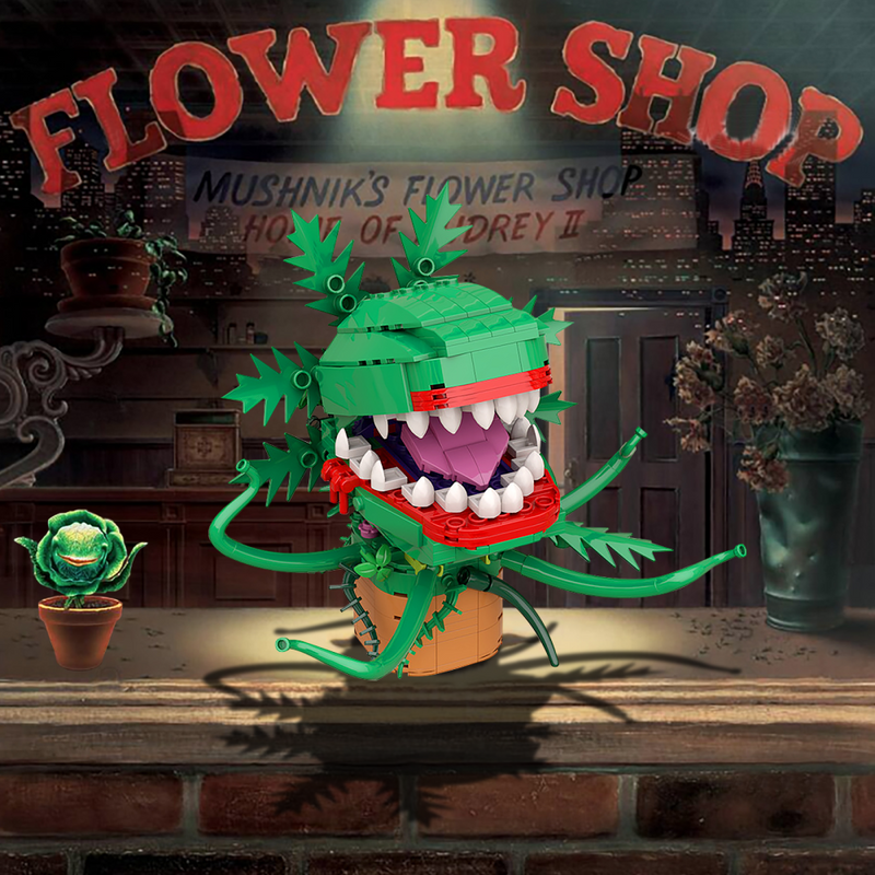 Horror Piranha Flower Building Kit – 303PCS Cannibal Plant Bricks for Halloween & Gift Fun