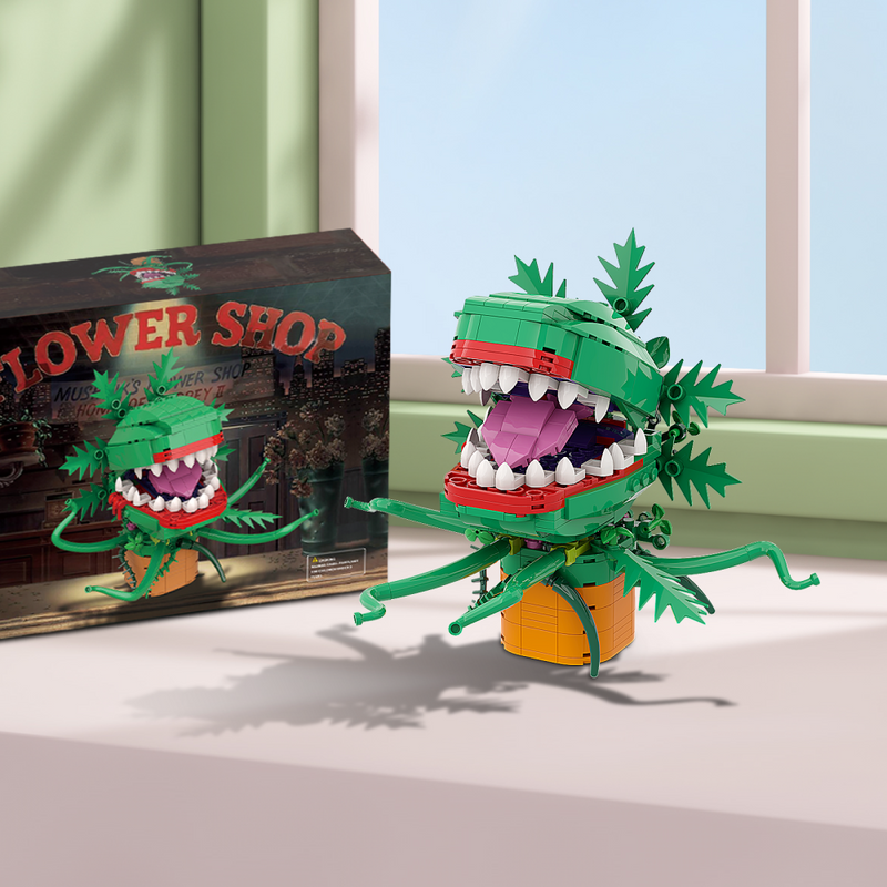 Horror Piranha Flower Building Kit – 303PCS Cannibal Plant Bricks for Halloween & Gift Fun