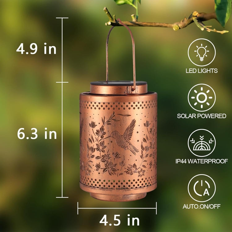 Hummingbird Solar Lanterns Garden Decor Metal Hanging Lights Waterproof Outdoor LED Lanterns for Yard Patio Lawn Pathway Landscape