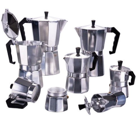 Iconic Stovetop Espresso Maker, Makes Real Italian Coffee, Moka Pot 6 Cups, Aluminium, Silver