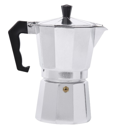 Iconic Stovetop Espresso Maker, Makes Real Italian Coffee, Moka Pot 6 Cups, Aluminium, Silver
