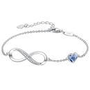 Infinity Heart Birthstone Charm Link Bracelet for Women 925 Sterling Silver Adjustable Gift for Wife Girlfriend