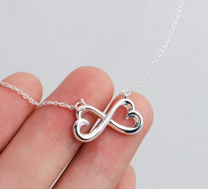 Infinity Heart Pendant Sterling Silver Necklace – Gift for Daughter