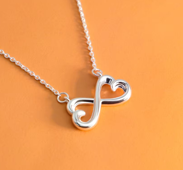 Infinity Heart Pendant Sterling Silver Necklace – Gift for Daughter