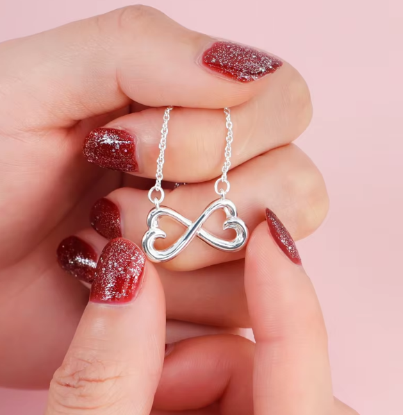 Infinity Heart Pendant Sterling Silver Necklace – Gift for Daughter