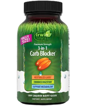 Irwin Naturals Maximum Strength 3-in-1 Carb Blocker 150 Liquid Softgels