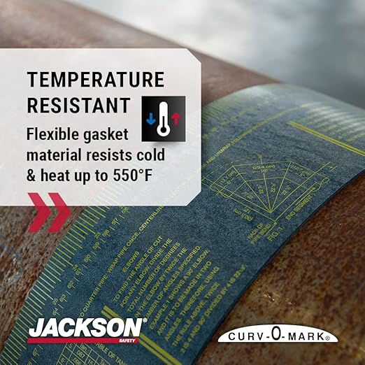 Jackson Safety Pipe Measuring Tool - Wrap-A-Round Tape Pipe Fitting Tool (Multiple Sizes and Heat Ratings)