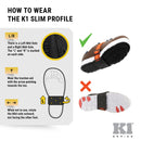 K1 Mid-Sole Ice Cleats - Rotatable Traction Aids For Flat Shoes - Indoor/Outdoor, Climbing, Driving - Slim Profile - Black