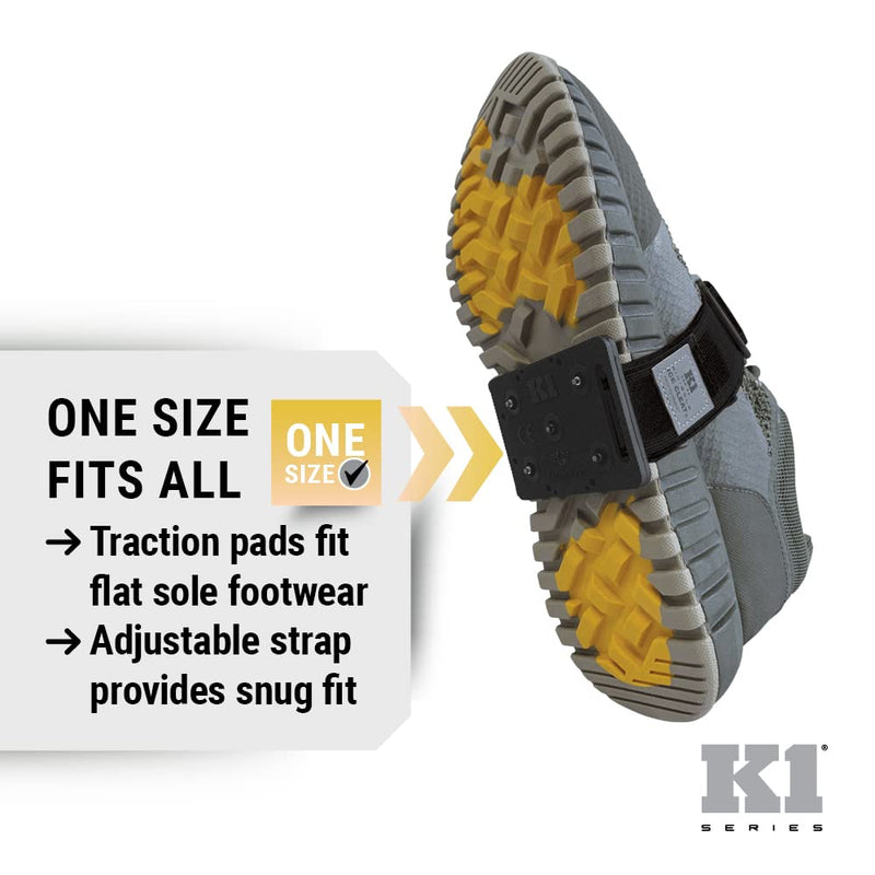 K1 Mid-Sole Ice Cleats - Rotatable Traction Aids For Flat Shoes - Indoor/Outdoor, Climbing, Driving - Slim Profile - Orange