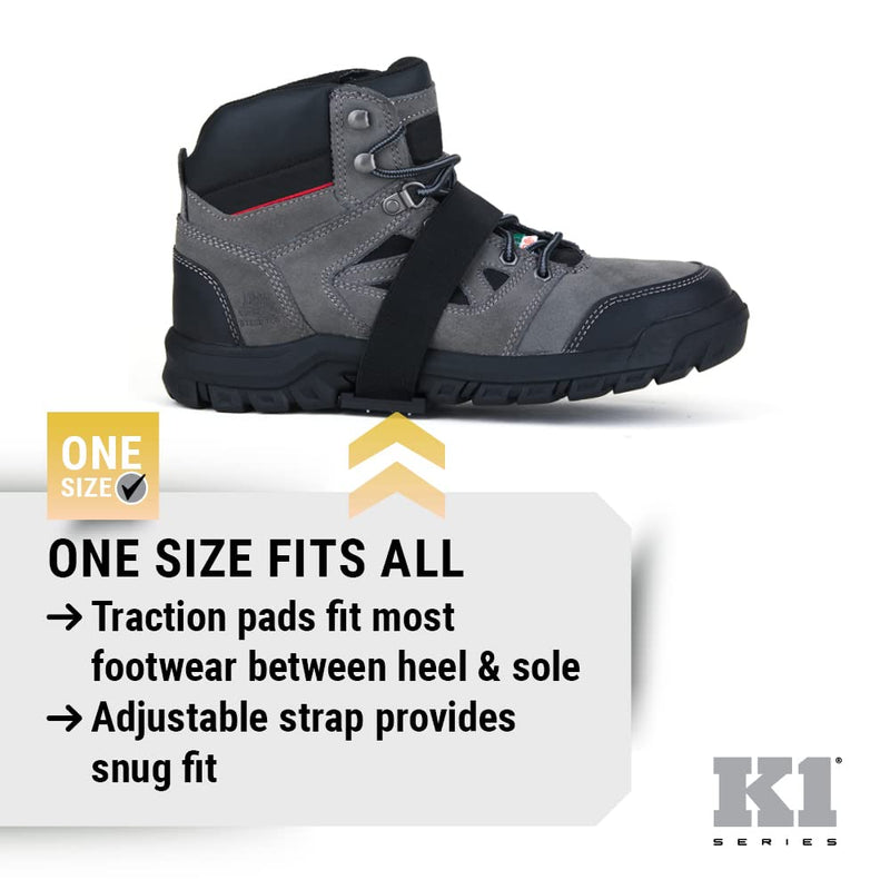 K1 Mid-Sole Ice Cleats - Rotatable Traction Aids For Shoes/Boots - Indoor/Outdoor, Climbing, Driving - Low Profile - Black