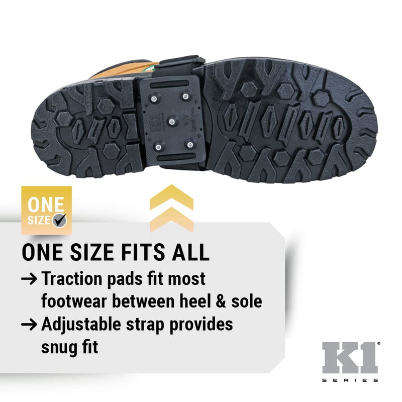 K1 Mid-Sole Ice Cleats - Rotatable Traction Aids For Shoes/Boots - Indoor/Outdoor, Climbing, Driving - Original - Black