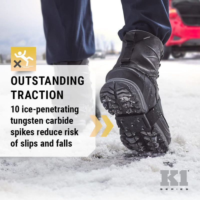 K1 Mid-Sole Ice Cleats - Rotatable Traction Aids For Shoes/Boots - Indoor/Outdoor, Climbing, Driving - Original - Black