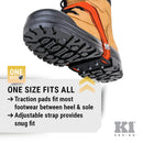 K1 Mid-Sole Ice Cleats - Rotatable Traction Aids For Shoes/Boots - Indoor/Outdoor, Climbing, Driving - Original - Orange