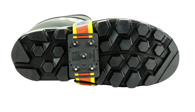 K1 Mid-Sole Intrinsic Ice Cleats - Rotatable Non-Sparking Traction Aids For Shoes/Boots - High Profile - Orange