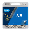 KMC X9 9 Speed Chain, Silver/Grey