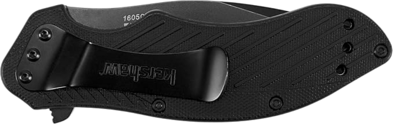 Kershaw Clash Black Serrated Pocketknife, 3" 8Cr13MoV Steel Drop Point Blade, Assisted One-Handed Flipper Opening, Folding Utility EDC