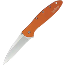 Kershaw Leek, Orange Pocket Knife (1660OR), 3 Bead-Blasted High-Performance Sandvik 14C28N Steel Blade, Orange Anodized Aluminum Handle, SpeedSafe Assisted Opening, Liner and Tip Lock Slider