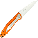Kershaw Leek, Orange Pocket Knife (1660OR), 3 Bead-Blasted High-Performance Sandvik 14C28N Steel Blade, Orange Anodized Aluminum Handle, SpeedSafe Assisted Opening, Liner and Tip Lock Slider