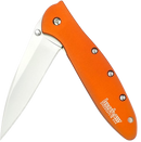 Kershaw Leek, Orange Pocket Knife (1660OR), 3 Bead-Blasted High-Performance Sandvik 14C28N Steel Blade, Orange Anodized Aluminum Handle, SpeedSafe Assisted Opening, Liner and Tip Lock Slider