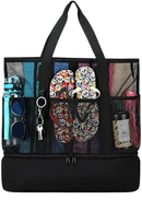 Large Mesh Beach Tote Bag with Cooler Pockets – Sandproof & Waterproof