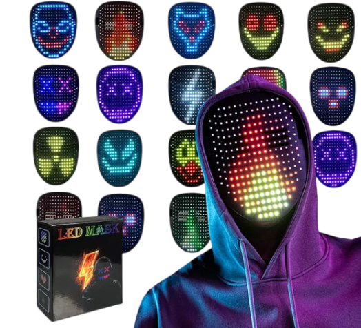 Led Mask with Gesture Sensing,Unisex LED Lighted Face Transforming Mask for Costume Cosplay Party Masquerad