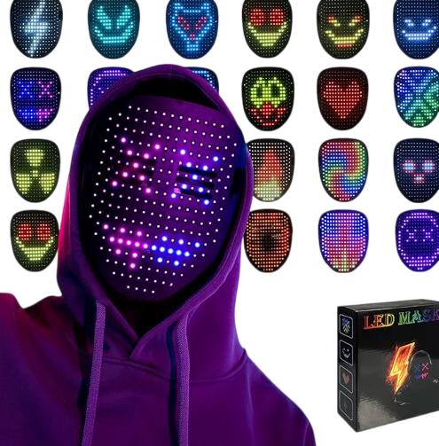 Led Mask with Gesture Sensing,Unisex LED Lighted Face Transforming Mask for Costume Cosplay Party Masquerad