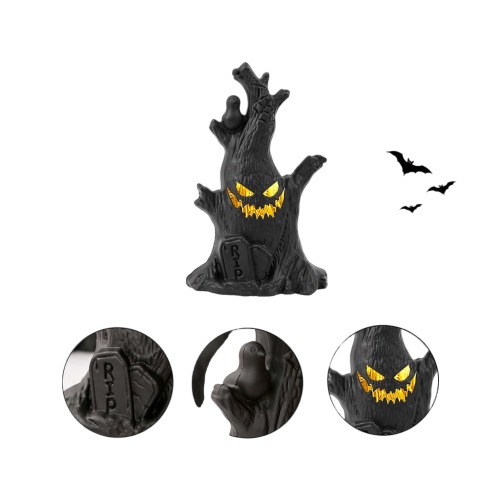 Light-Up Halloween Tree – Spooky Indoor Decor with Haunted Village Style