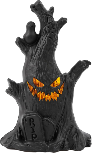 Light-Up Halloween Tree – Spooky Indoor Decor with Haunted Village Style