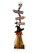 Lighted Wooden Witch’s Broom – Spooky Halloween Decoration for Porch, Yard, or Indoor Display
