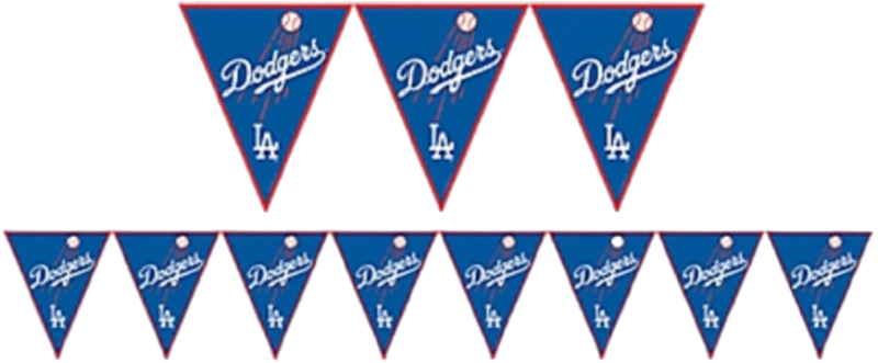 Los Angeles Dodgers MLB Black & Orange Plastic Pennant Banner - 12' (Pack Of 1)