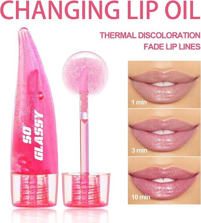 Magic Color Changing Moisturizing Lip Glow Oil, Long Lasting Nutritious Lip Gloss Moisturizing Lip Oil For Lip Treatment And Dry Lips, Liquid Lipstick Makeup Cosmetic
